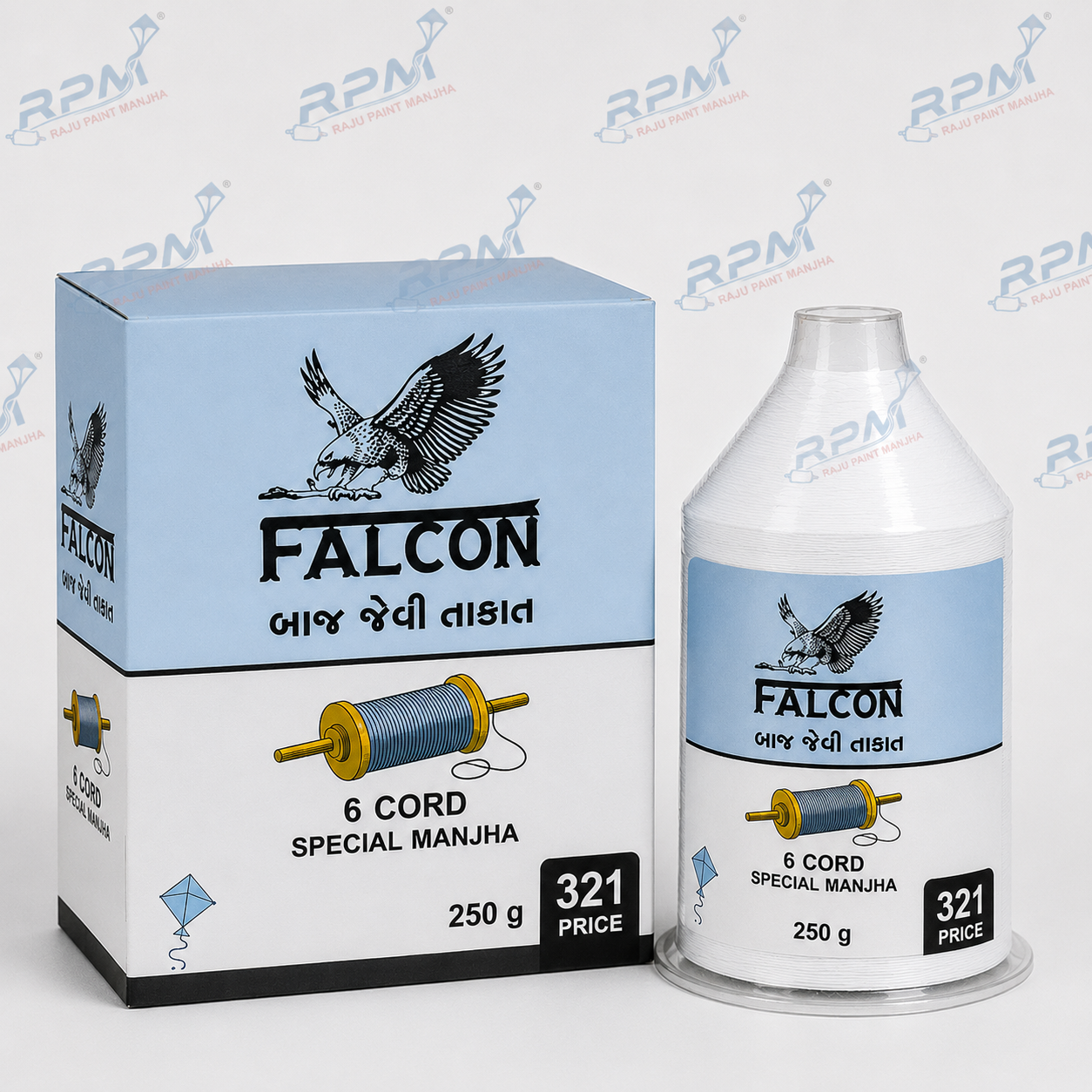 Falcon 6 Cord Special Manjha (250g) – Premium Cotton Kite Flying Thread by RPM